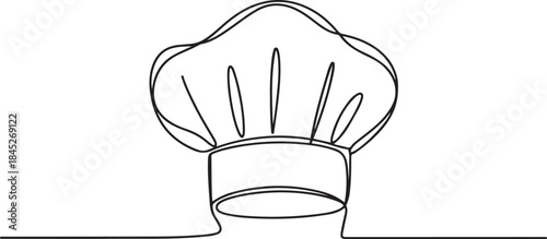 One single line drawing of chef hat or cap.one line  vector illustration  with out background