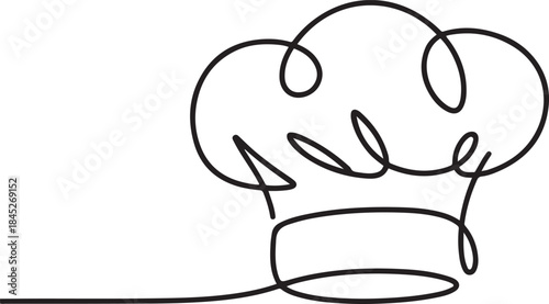 One single line drawing of chef hat or cap.one line  vector illustration  with out background