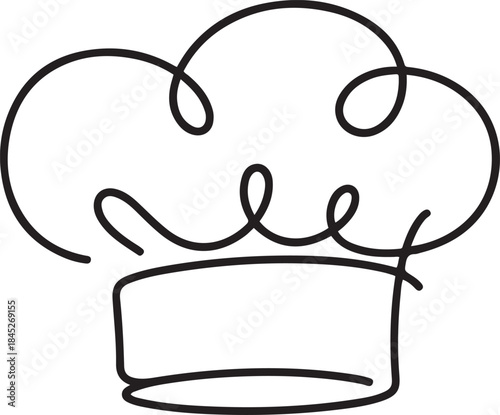 One single line drawing of chef hat or cap.one line  vector illustration  with out background