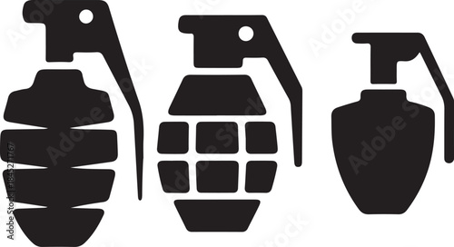 Grenades Silhouette Icons Vector Set