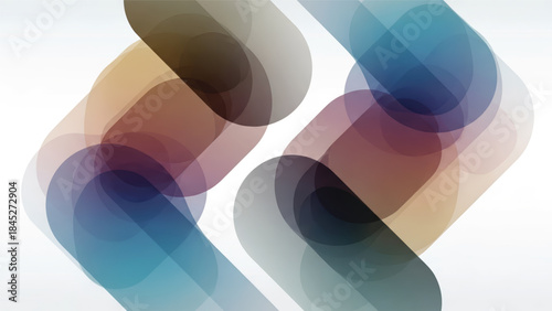 Colorful Transparent Overlapping Cylindrical Shapes.