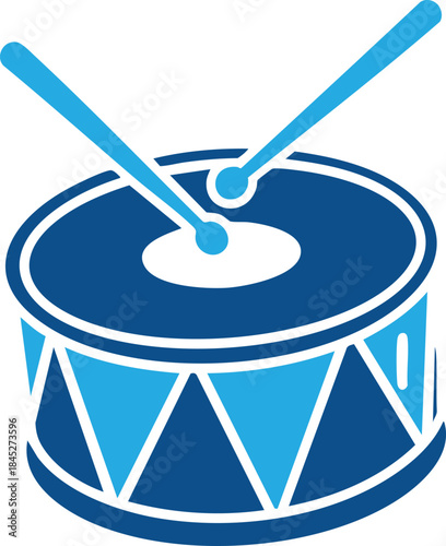Drum with drumsticks music instrument icon