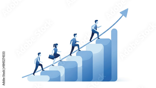 Business People Climbing Graph with Arrow.