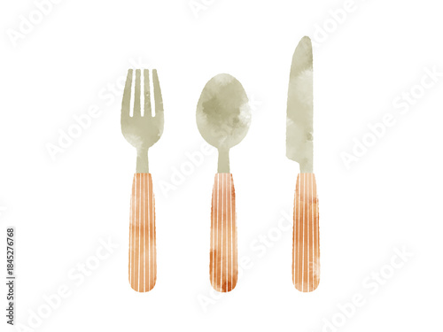 カトラリー-水彩