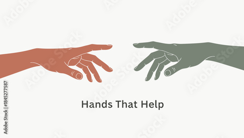 Stylized image shows Hands That Help reaching, symbolizing connection and support. Illustration portrays outstretched Hands That Help promoting assistance, unity, and empathy.