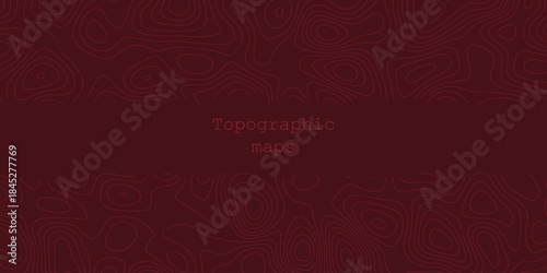 Luxury red abstract topographic map background with red lines texture, wallpaper design for fabric , packaging , web, geographic grid map vector illustration.