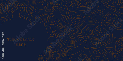 Luxury blue abstract topographic map background with red lines texture, wallpaper design for fabric , packaging , web, geographic grid map vector illustration.