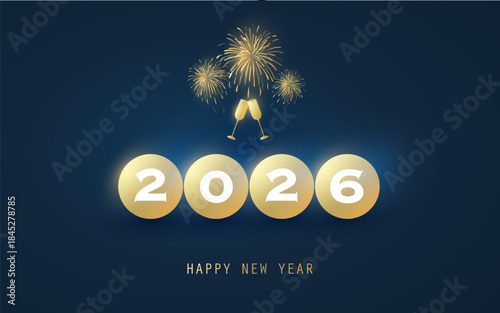 Best Wishes - Dark New Year Card, Cover or Background Design Template - 2026