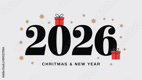 Vibrant 2026 Christmas and New Year celebration graphic