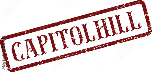 Distressed red rubber stamp displaying the word CAPITOLHILL prominently in bold capital letters