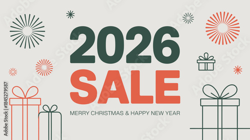 2026 holiday sale with gifts and fireworks