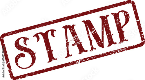 Official Red Stamp distressed grunge texture mark for validating crucial documents and historical records