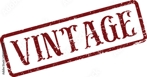 Classic Red Distressed Rubber Stamp Featuring the Timeless Word Vintage Style