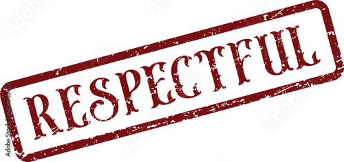 Professional Grungy Red Respectful Stamp Symbol Promoting Courtesy and Positive Interactions