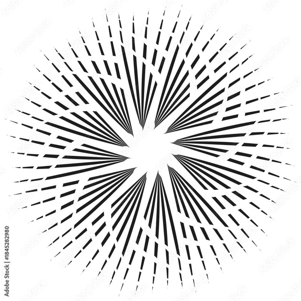 Fototapeta premium Abstract star explosion. Radial dynamic lines. Geometric light shape. Vector minimal illustration.