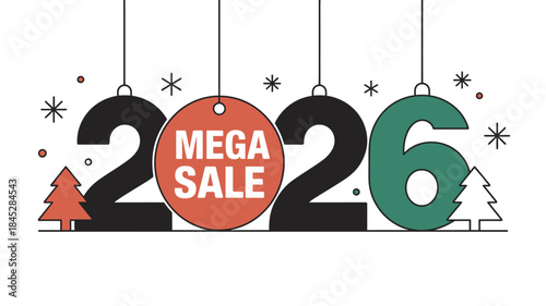 Mega Sale 2026 Christmas Promotion Illustration