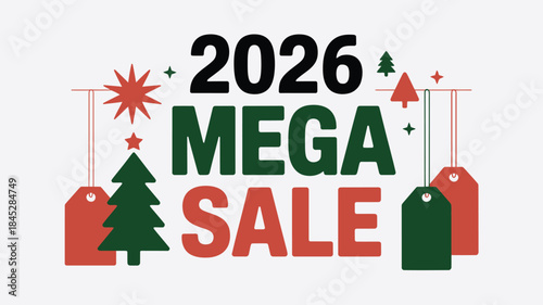 2026 Mega Sale Christmas Promotion with Tags and Trees