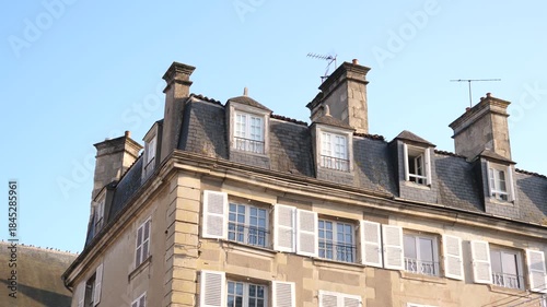 France residential building facade and roof beautiful architecture