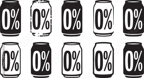 Collection of 0% Alcohol Beverage Cans with Different Styles vector illustration