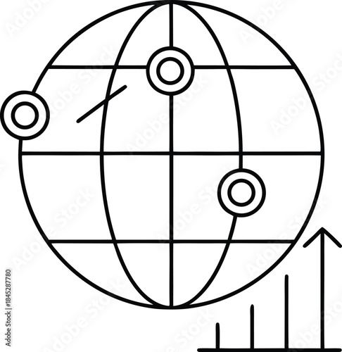 global economy line art vector illustration on transparent background