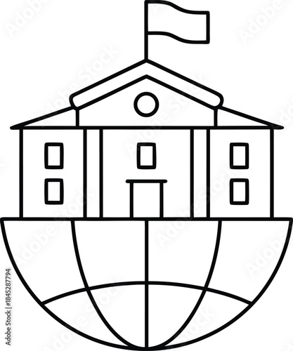 global embassy outline vector illustration on transparent background