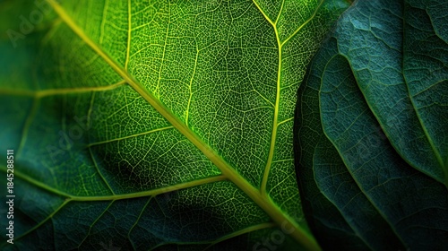 Green leaves close up showing veins