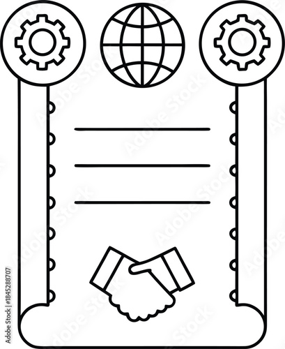 international agreement outline vector illustration on transparent background
