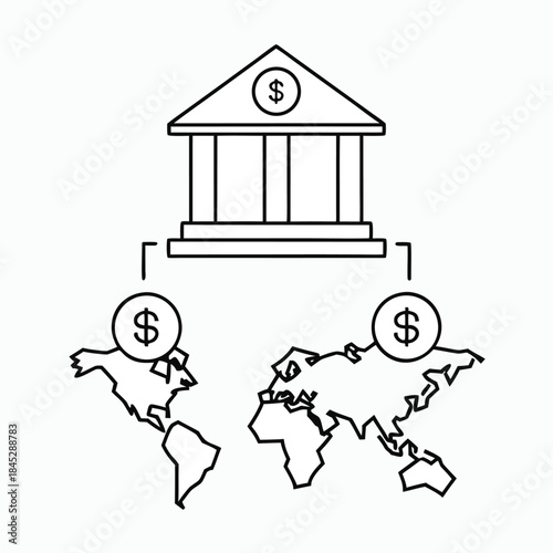 international banking line art vector illustration on transparent background