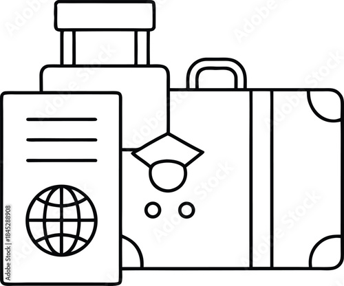 international customs outline vector illustration on transparent background