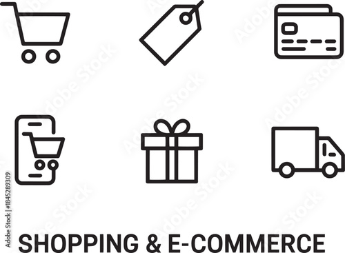 Shopping and e commerce line icons set for websites and mobile applications collection