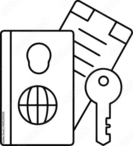 passport line art vector illustration on transparent background