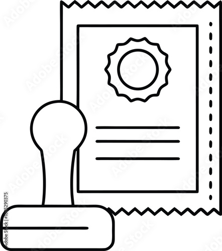 visa stamp outline vector illustration on transparent background