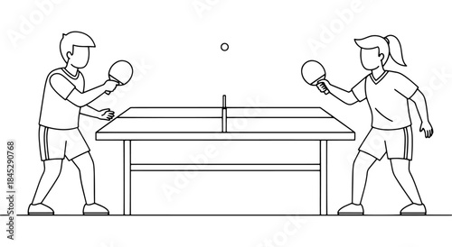 Children playing table tennis on a white background Vector
