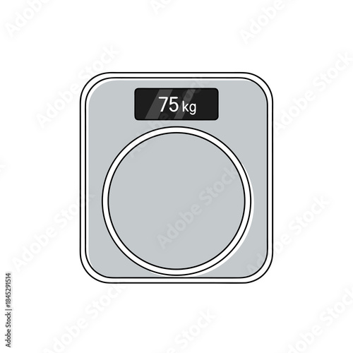 Grey Digital Bathroom Weight Scale Vector Illustration Isolated On White