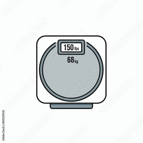 Grey Digital Bathroom Weight Scale With Dual Unit Display Vector Illustration