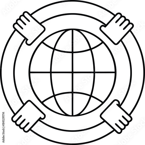 world unity outline vector illustration on transparent background