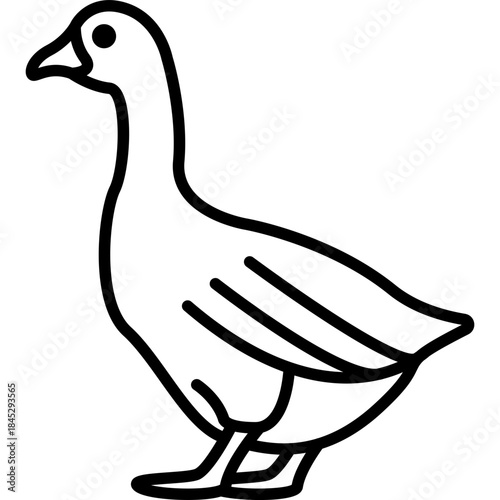 Snow Goose Migratory Bird Line Icon: Winter and Wildlife