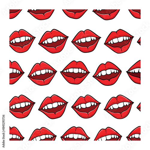 Dark, seductive vampire lips with a glossy sheen, hinting at fangs and mystery, dripping allure and a touch of danger in a hauntingly captivating style.
