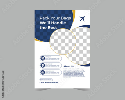 Travel Agency Flyer Template for Tour, Vacation and Holiday Promotion