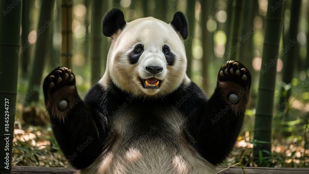 Obraz premium Panda Bear Showing Hands