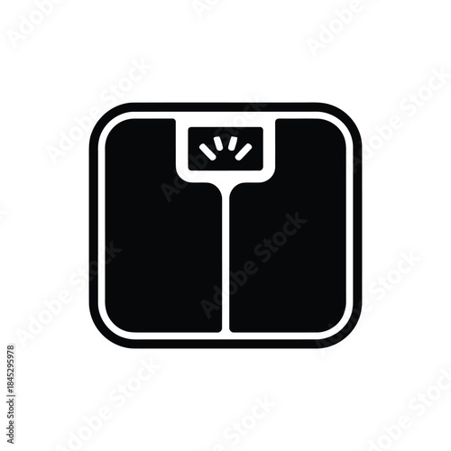 Black and white digital scale icon with measurement symbol