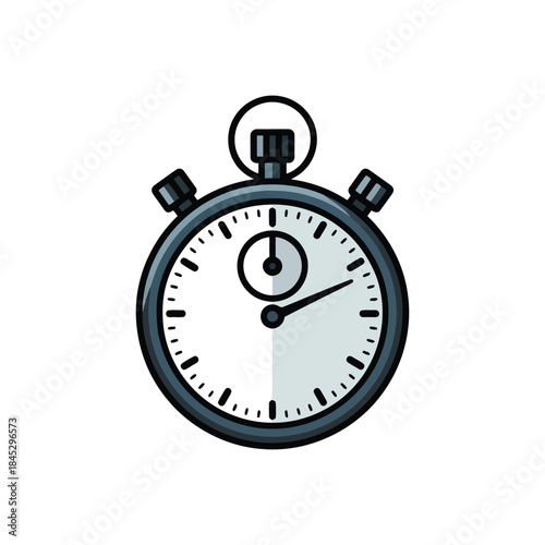 Stopwatch with black frame and white dial on