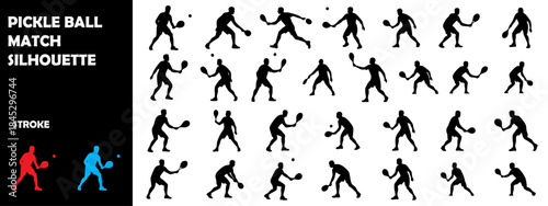 Pickleball Match Silhouette Vector – Paddle Sport Action