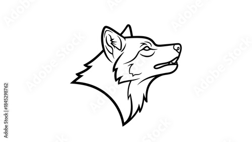 fierce wolf head line art illustration