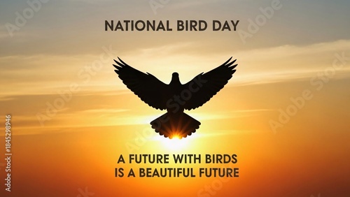 National bird day celebration with a silhouetted bird in flight