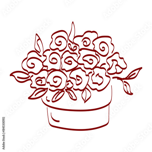 Roses in a pot arranged with care create a simple display for indoor decoration during spring season gatherings