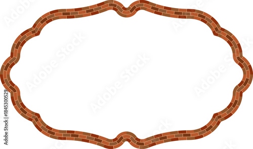 Rectangle Frame brick brickwork brown border picture frame vintage retro antique handcraft framework architecture decorative element isolated background 