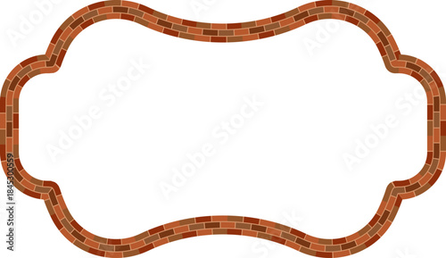 Rectangle Frame brick brickwork brown border picture frame vintage retro antique handcraft framework architecture decorative element isolated background 