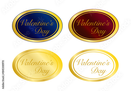 金縁楕円デザインで統一したバレンタイン向け高級感のある記念ラベルセット