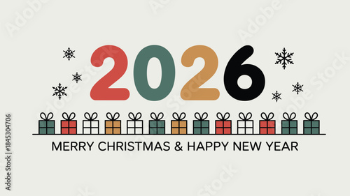 Merry Christmas and Happy New Year 2026 celebration